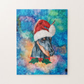 Puzzle Chien de race Doberman Noël (Vertical)