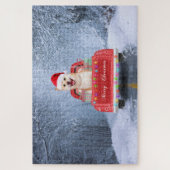 Puzzle Chien de Shiba Inu en neige assis sur un camion de (Vertical)
