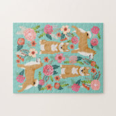 Puzzle Chien de Shiba Inu Florals (Horizontal)