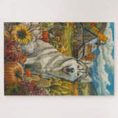 Puzzle Chien de Sibérie Husky Moisson d'automne Thanksgiv (Horizontal)