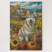 Puzzle Chien de Sibérie Husky Moisson d'automne Thanksgiv (Vertical)