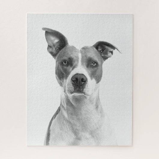 Puzzle Chien de taille grise en noir et blanc (Vertical)