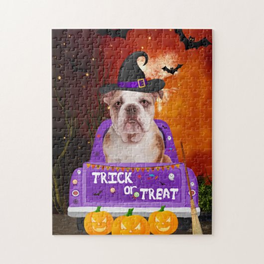 Puzzle Chien de taureau anglais dans un camion d'Hallowee (Vertical)