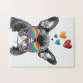 Puzzle Chien de taureau avec Coeurs Saint-Valentin (Horizontal)