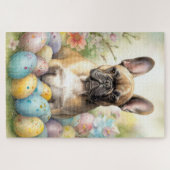 Puzzle Chien de taureau français avec oeufs de Pâques (Horizontal)
