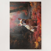 Puzzle Chien de taureau français en automne Leaves automn (Vertical)