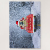 Puzzle Chien de taureau français en neige assis dans un c (Vertical)