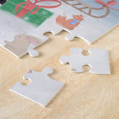 Puzzle Chien de taureau français en neige avec cadeaux de (Côté)