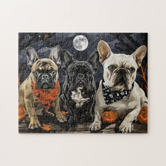 Puzzle Chien de taureau français Halloween Éffrayant (Horizontal)