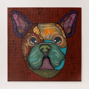 Puzzle Chien de taureau français visage laid Jigsaw Puzzl