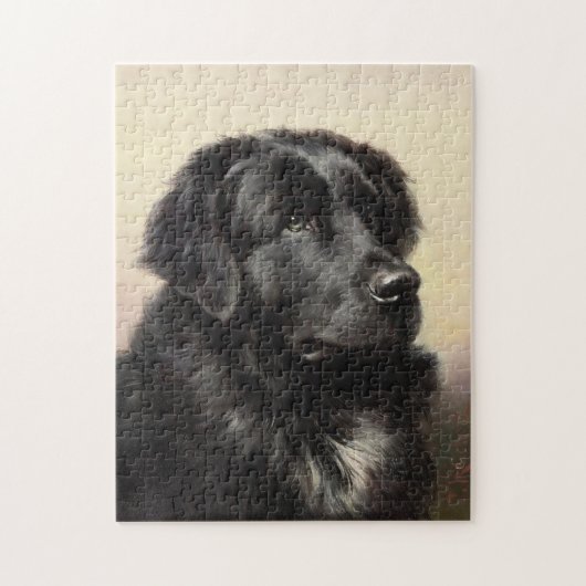 Puzzle Chien de Terre-Neuve peinture vintage (Vertical)