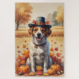 Puzzle Chien d'eau portugais dans feuilles d'automne Acti