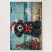 Puzzle Chien d'eau portugais Noël Plage Vintage (Vertical)
