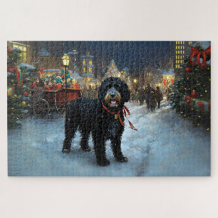 Puzzle Chien d'eau portugais période de fêtes de Noël