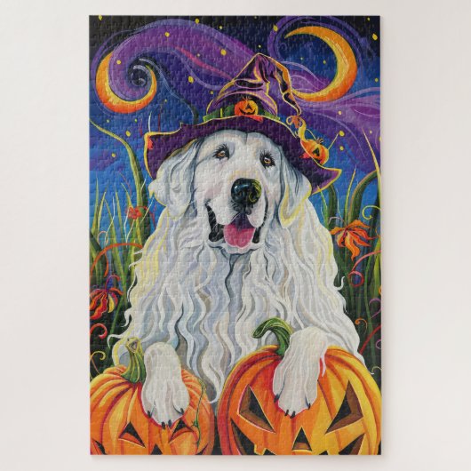 Puzzle Chien des Grands Pyrénées effrayant pour Halloween (Vertical)