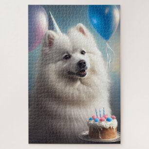 Puzzle Chien d'eskimo américain avec anniversaire de ball