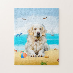 Puzzle chien d'or sur la plage