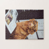 Puzzle Chien drôle en lecture (Horizontal)