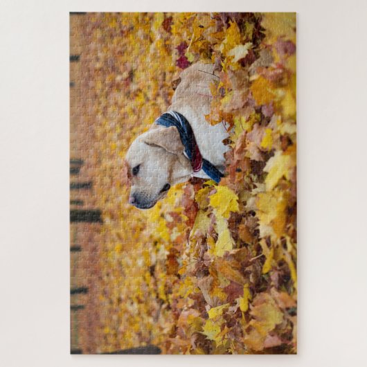 Puzzle Chien du Labrador mignon dans les feuilles d'autom (Vertical)