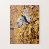 Puzzle Chien du Labrador mignon dans les feuilles d'autom (Vertical)
