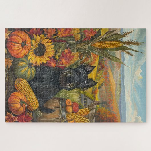 Puzzle Chien écossais Terrier Moisson d'automne Thanksgiv (Horizontal)