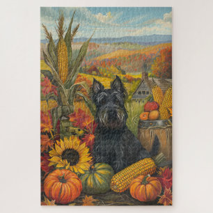 Puzzle Chien écossais Terrier Moisson d'automne Thanksgiv