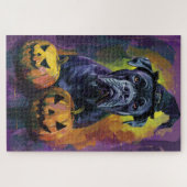 Puzzle Chien éffrayant Bullmastiff Halloween sorcière et  (Horizontal)