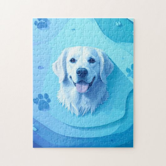 Puzzle Chien Empreinte Patte Bleue (Vertical)
