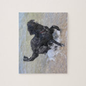 Puzzle Chien en en friche | Black Labrador Splashing in W (Vertical)