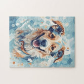 Puzzle Chien en mosaïque bleue (Horizontal)