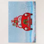 Puzzle Chien Eskimo Américain En Voiture Avec Santa Claus (Vertical)