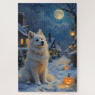 Puzzle Chien Esquimau Américain Cozy Halloween Clair de L