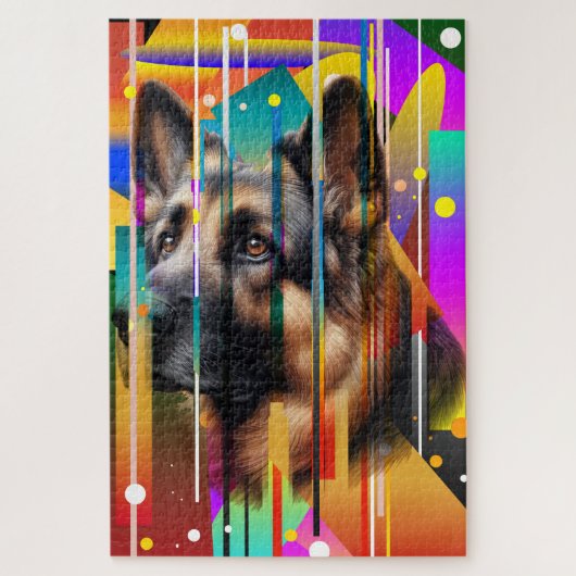 Puzzle Chien géométrique moderne (Vertical)