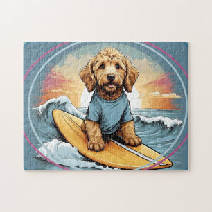 Puzzle Chien gribouillé surfant
