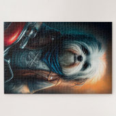 Puzzle Chien Havanais en vélo peinture numérique (Horizontal)