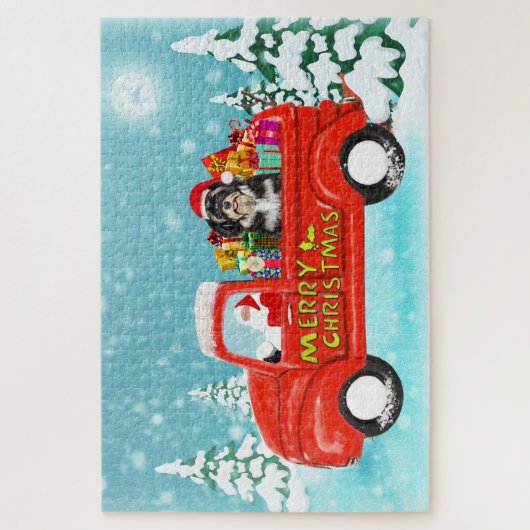 Puzzle Chien Havanais Noël Père Noël Livraison Camion (Vertical)