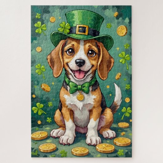 Puzzle Chien heureux de la Saint-Patrick Beagle (Vertical)