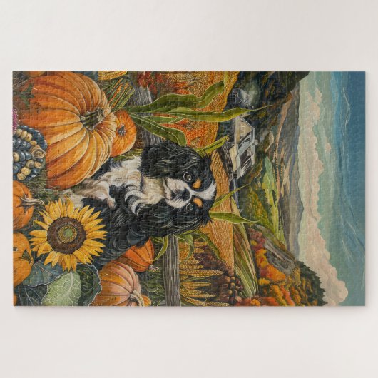 Puzzle Chien japonais Chin Automne Moisson Thankesgiving (Horizontal)
