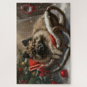 Puzzle Chien keeshond Noël Fête (Vertical)