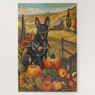 Puzzle Chien Kelpie Australien Récolte d'Automne Action d