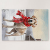 Puzzle Chien Labrador dans la neige de Noël (Horizontal)