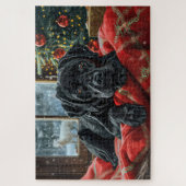 Puzzle Chien Labrador noir de Noël festif (Vertical)