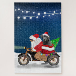 Puzzle Chien Labrador noir Noël Père Noël
