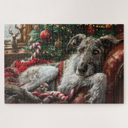 Puzzle Chien Loup Hound Noël Festif (Horizontal)