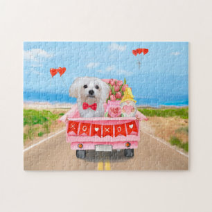 Puzzle Chien maltais camion de la Saint-Valentin