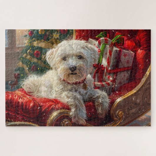 Puzzle Chien Maltais Noël Festif (Horizontal)