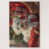 Puzzle Chien Maltais Noël Festif (Vertical)