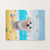 Puzzle Chien Maltais Sur La Plage (Horizontal)