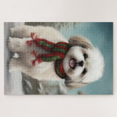 Puzzle Chien Malti Tzu à Noël de neige (Horizontal)