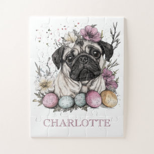 Puzzle Chien mignon de carlin de Pâques